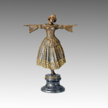 Dançarino Estátua Rococo Menina Dançando Bronze Escultura TPE-084